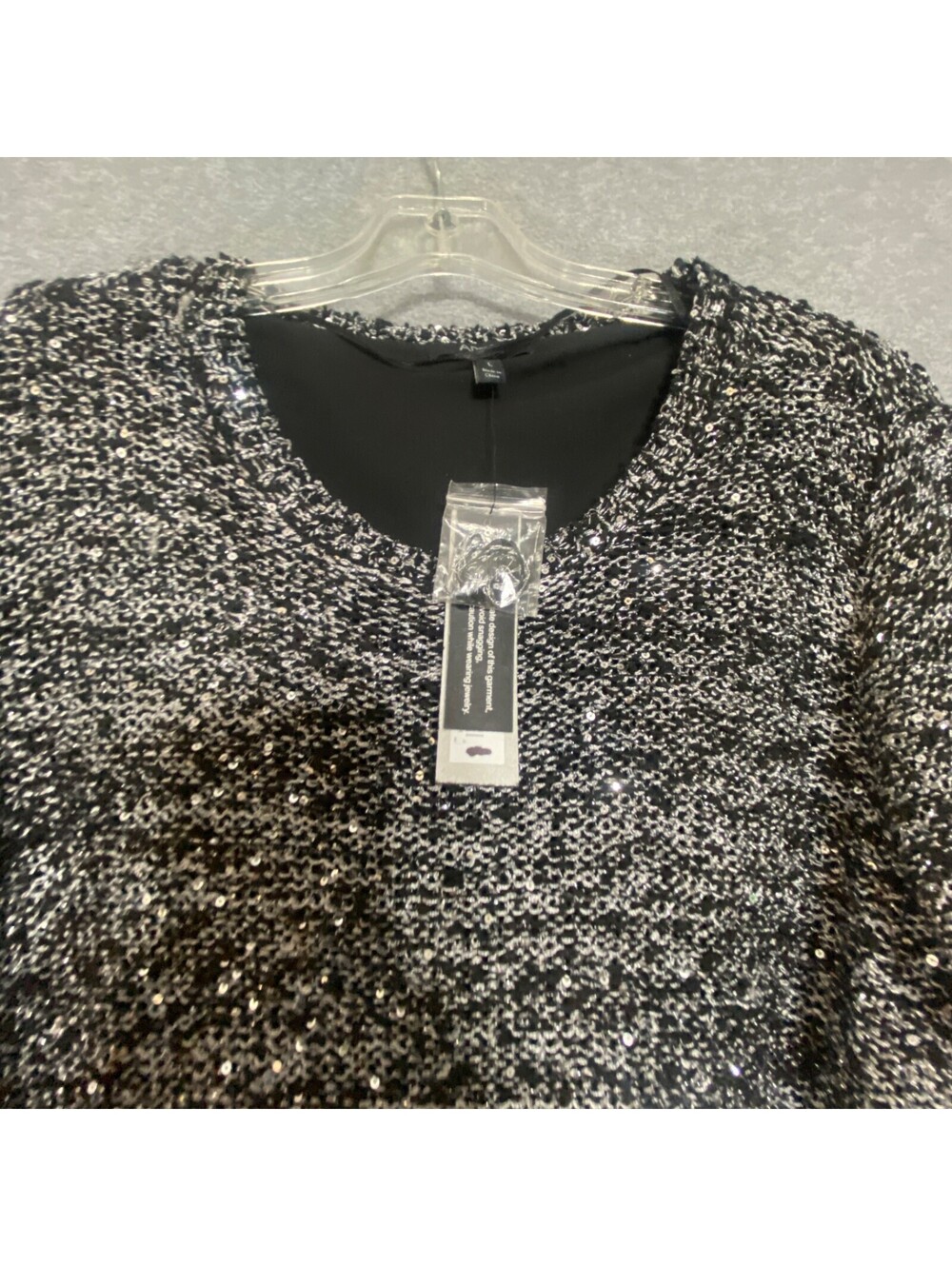 Apt.9 Women's Knitted Long Sleeve Slanted hemline Black Dark Gray Top Size Large - Picture 2 of 5
